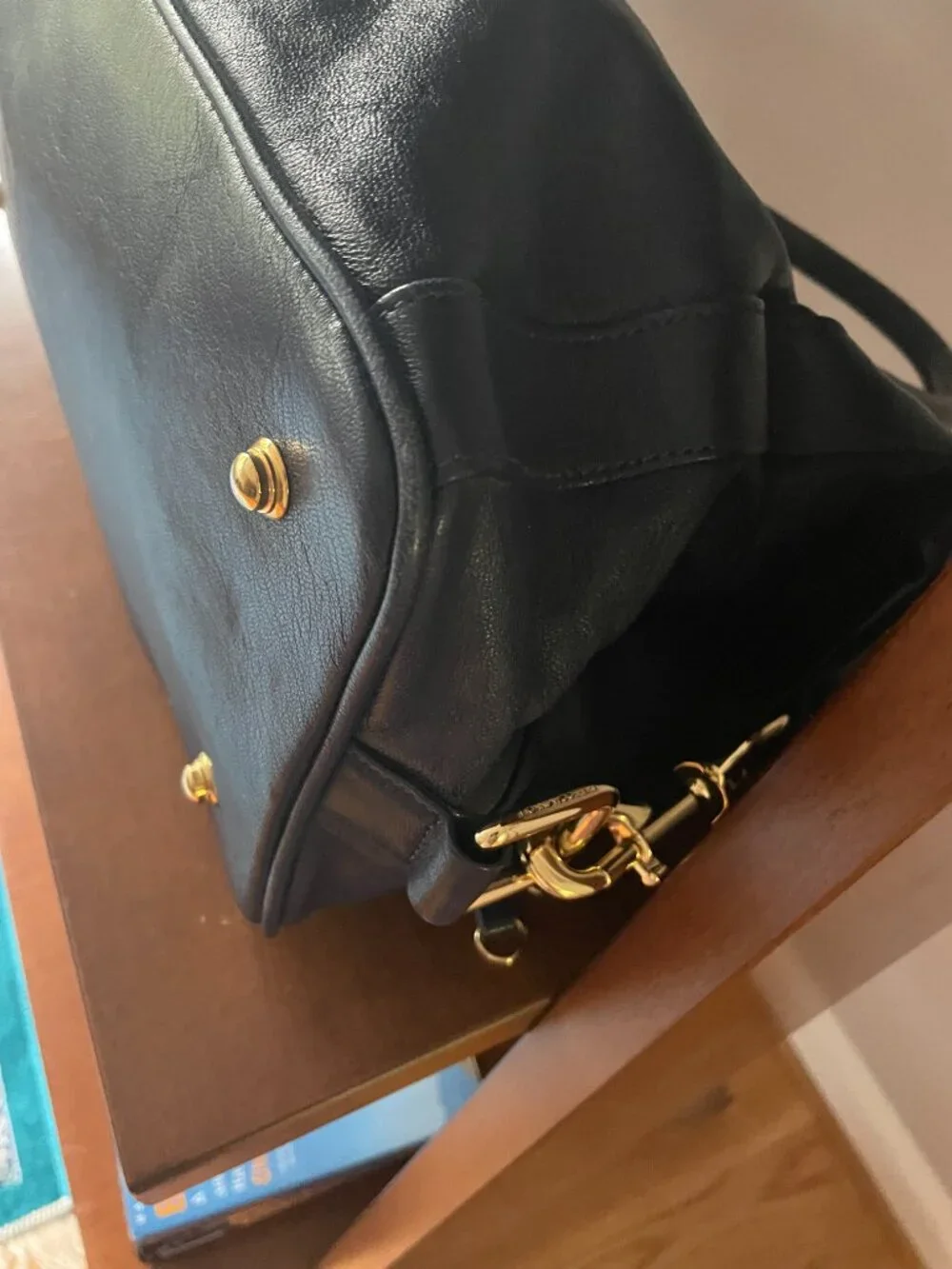 Vintage Rebecca Minkoff Mini MAB Satchel Navy Leather - OG Floral Lining